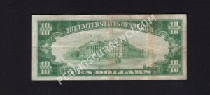 FR 2400 1928 $10 Gold Certificate Back