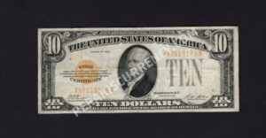 FR 2400 1928 $10 Gold Certificate Front