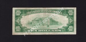 FR 2400 1928 $10 Gold Certificate Back