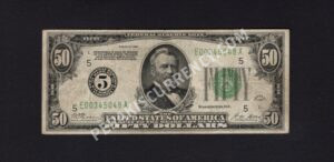 FR 2100-E 1928 $50 FRN Front