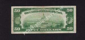 FR 2100-L 1928 $50 FRN Back