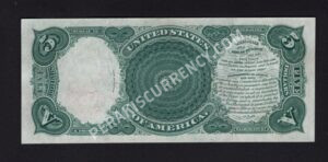 Legal Tender 90 1907 $5 typenote Back