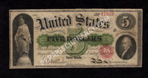 Legal Tender 61A 1862 $5 typenote Front