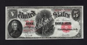 Legal Tender 90 1907 $5 typenote Front