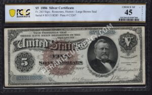 Silver Cert. 263 1886 $5 typenote Front