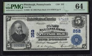 606 Pittsburgh, Pennsylvania $5 1902 Nationals Front