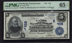 590 Pittsburgh, Pennsylvania $5 1902DB Nationals Front