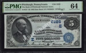 537 Pittsburgh, Pennsylvania $5 1882DB Nationals Front