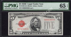 FR 1530 1928E $5 Legal Tender Notes Front