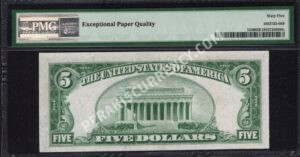 FR 1530 1928E $5 Legal Tender Notes Back