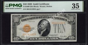 FR 2400 1928 $10 Gold Certificate Front