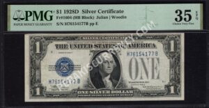FR 1604 1928D $1 Silver Certificates Front