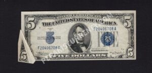 FR 1651 1934A $5 Errors/Oddities Front