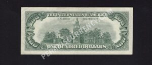 FR 1550 1966 $100 Legal Tender Notes Back