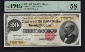 Gold Certificates 1178 1882 $20 typenote Front