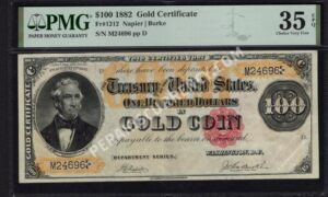 Gold Certificates 1212 1882 $100 typenote Front