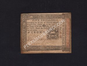 Pennsylvania 5 Shillings 10/3/1773 Colonial Front