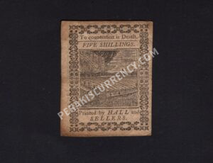Pennsylvania 5 Shillings 10/3/1773 Colonial Back