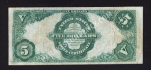 Silver Cert. 267 1891 $5 typenote Back