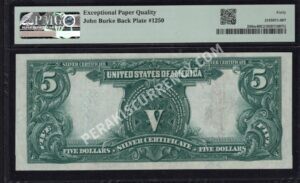 Silver Cert. 280m 1899 $5 typenote Back
