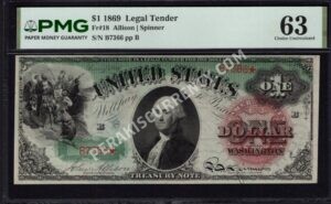 Legal Tender 18 1869 $1 typenote Front