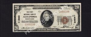 1802-1 Alexandria, Pennsylvania $20 1929 Nationals Front